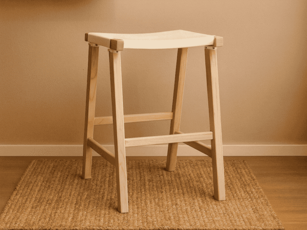 Contica Sungkai Wood Counter Stool With Leather at Seat Made by Indonesian Furniture manufacturer