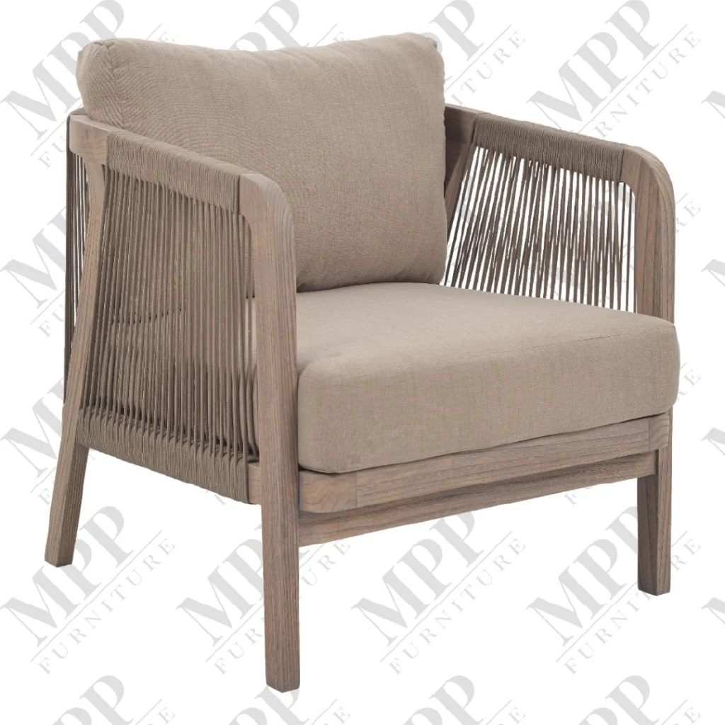 Teak and Rope Single Sofa Chair, Armchair, and patio furniture Indonesia by MPP Furniture - one of the top Teak Furniture Indonesia Factory