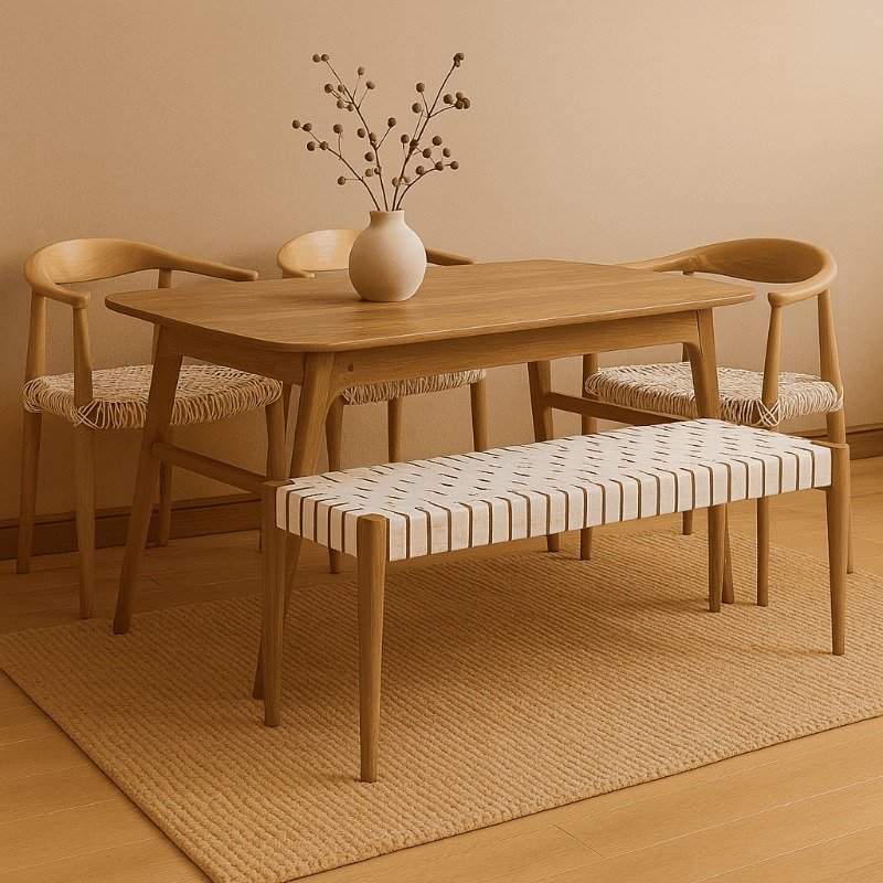 Sungkai bench set with dining table and dining chair