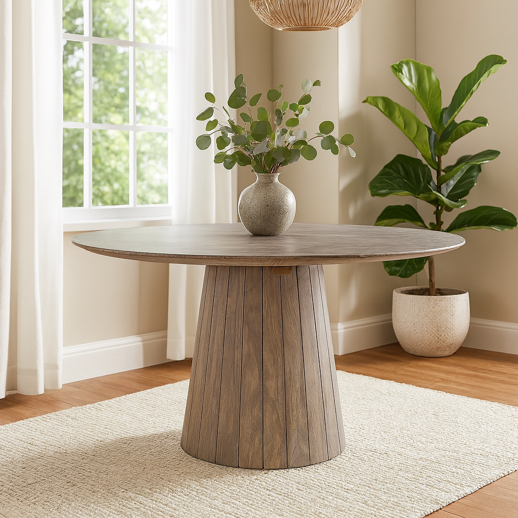 Round wood Dining Table made by one of the top Indonesian furniture manufacturers
