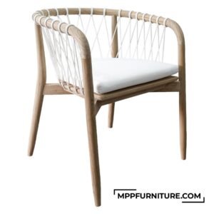 Gauri Outdoor Teak Wood Patio Chair with V-Cross Rope Design