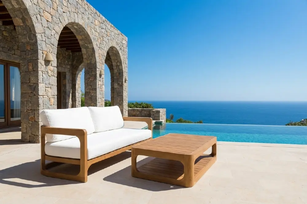 Indonesian Teak Patio Furniture Indonesian Teak Patio Furniture, Love Seat and Coffee table made from teak wood by Teak Furniture Indonesia Factory