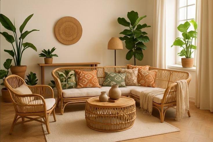 how to style rattan furniture boho chic living room