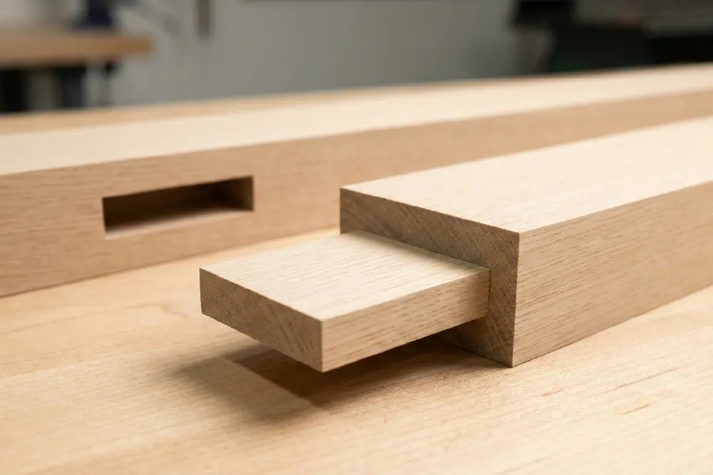 A precision-cut mortise and tenon joint