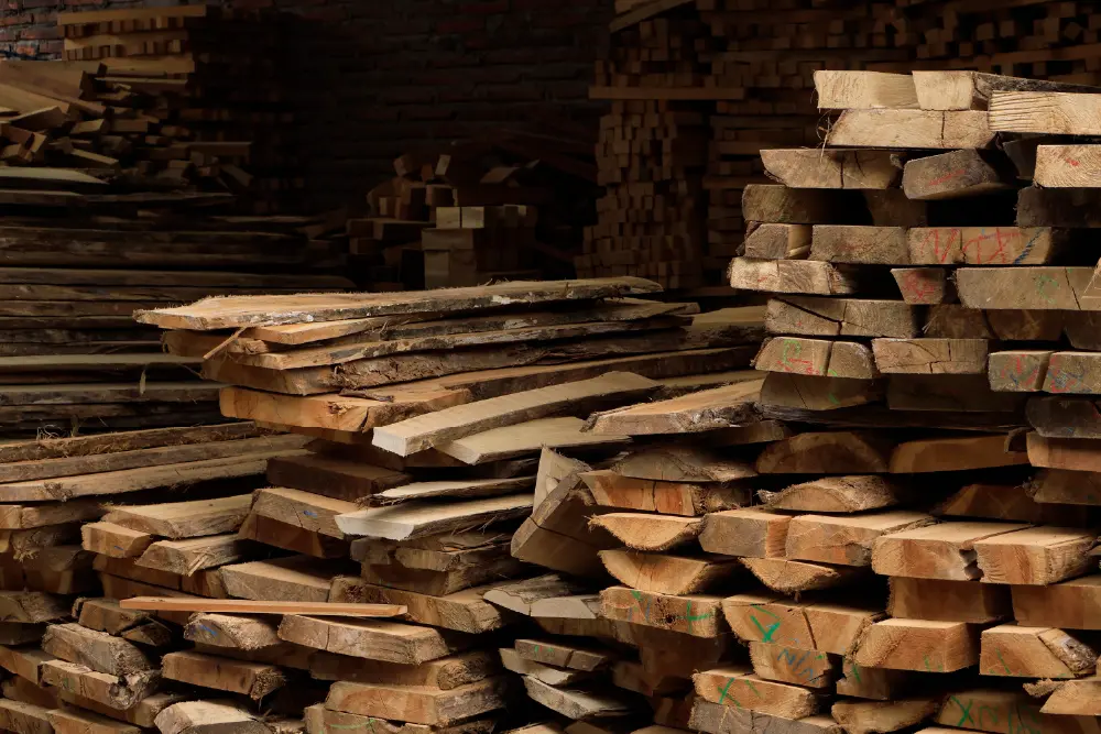 stack of log plack ready to be a component of furniture
