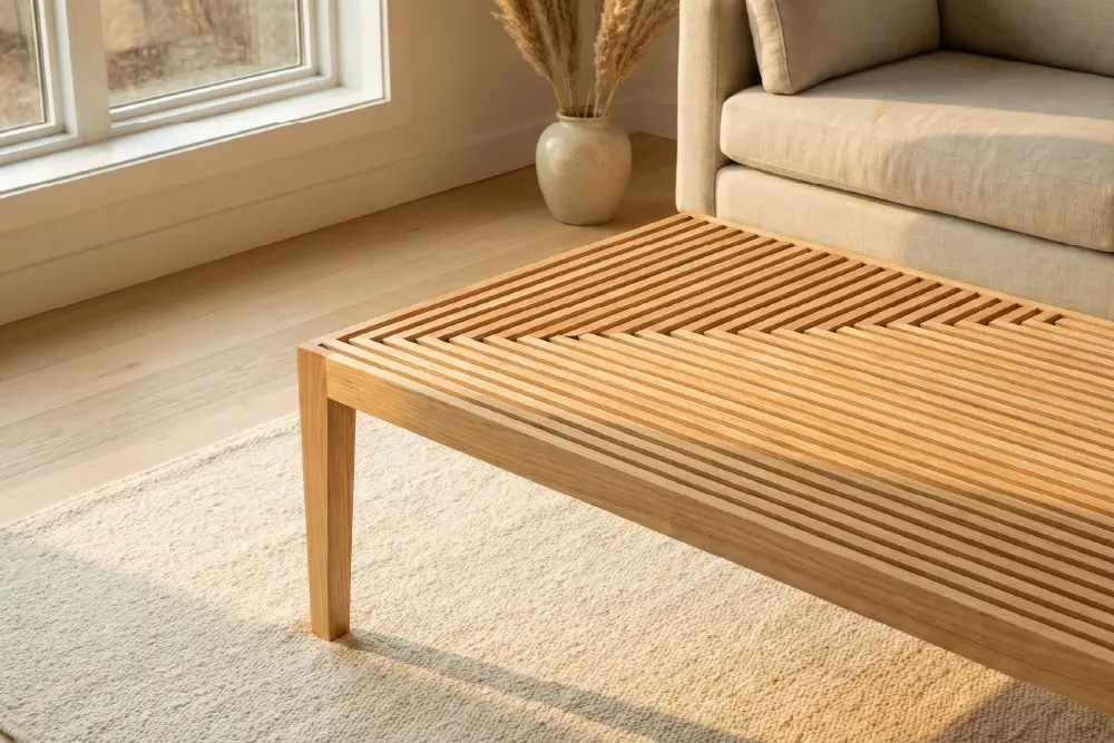 Sungkai wood coffee table with solid joinery