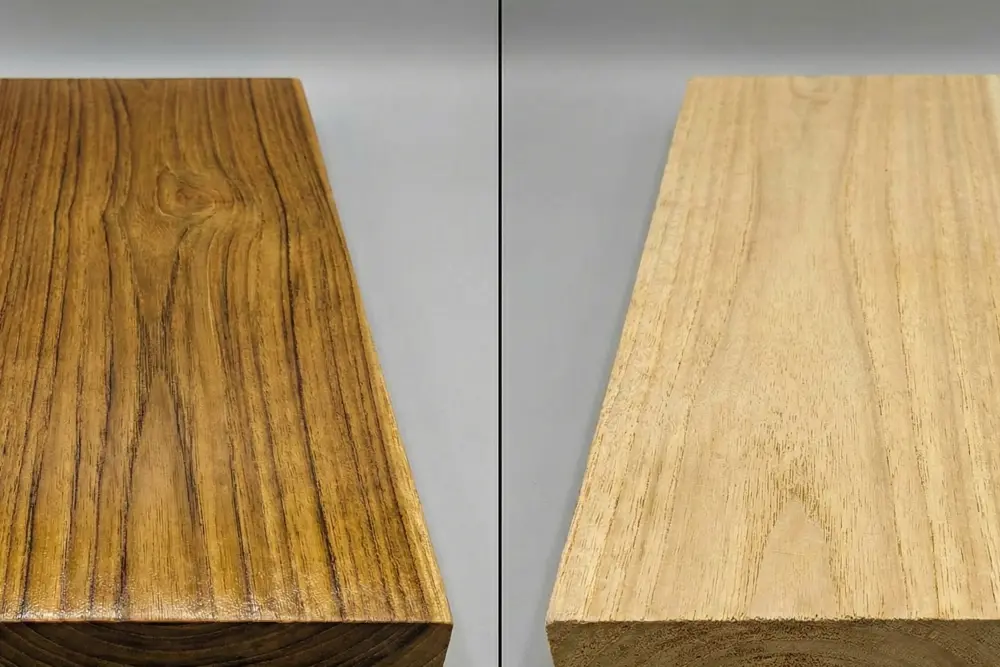 Teak heartwood vs sapwood