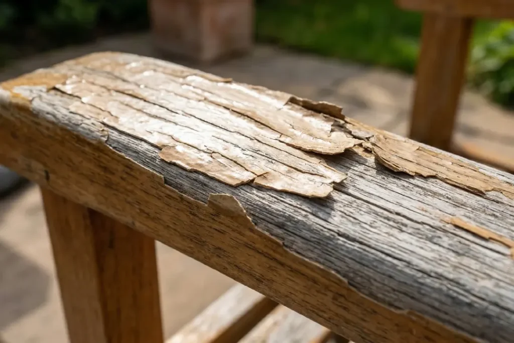 Outdoor furniture showing peel and crack finish
