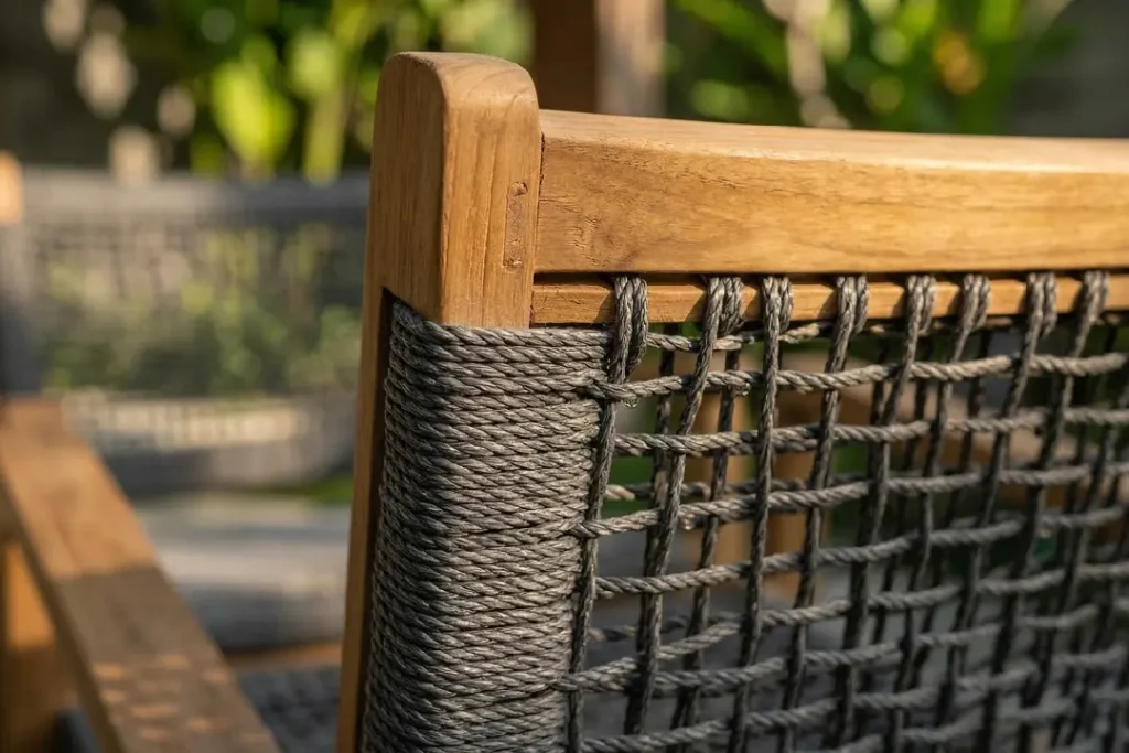 teak and outdoor rope combination