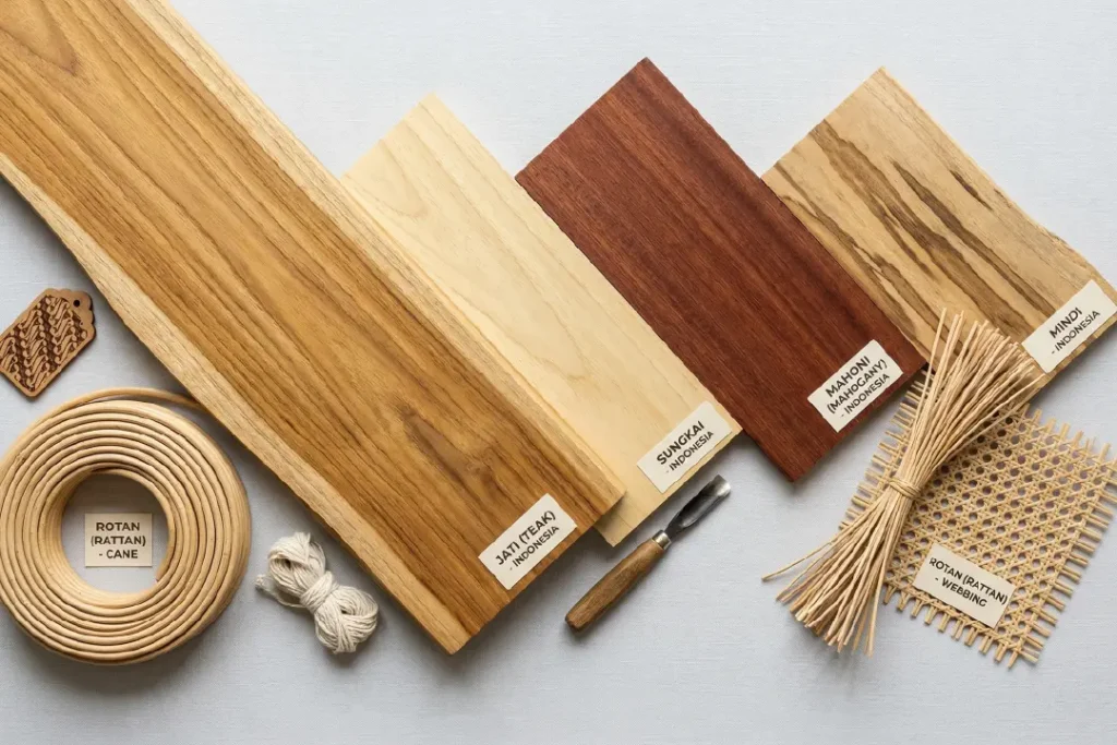 Indonesian's variaty of material on furniture