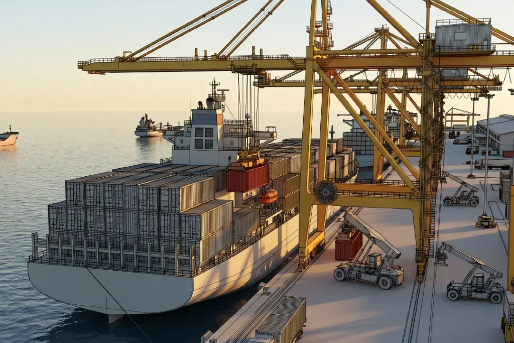 The finalized export shipment at an Indonesian seaport