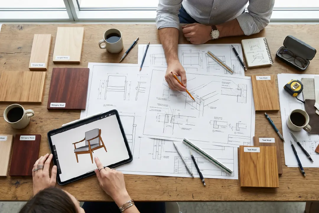 procurement team discussing about outdoor furniture