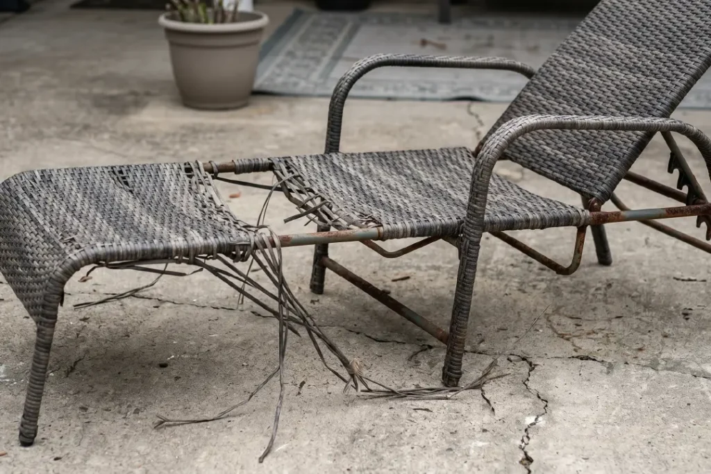 Outdoor furniture being brittle and fail