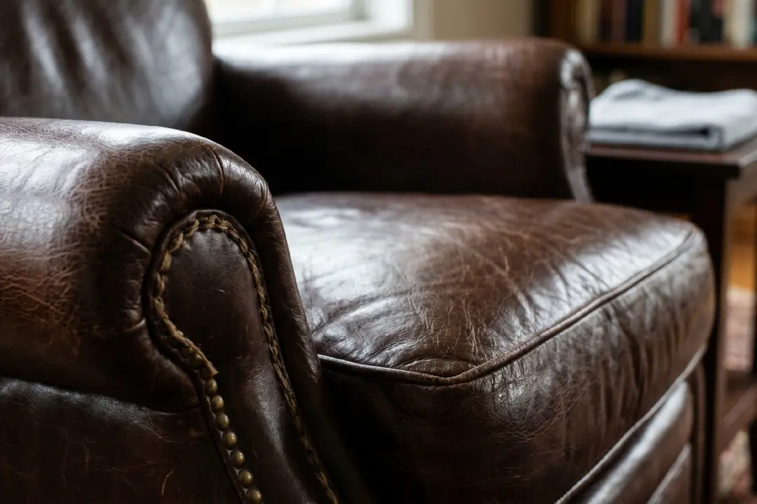 close-up look of genuine leather furniture