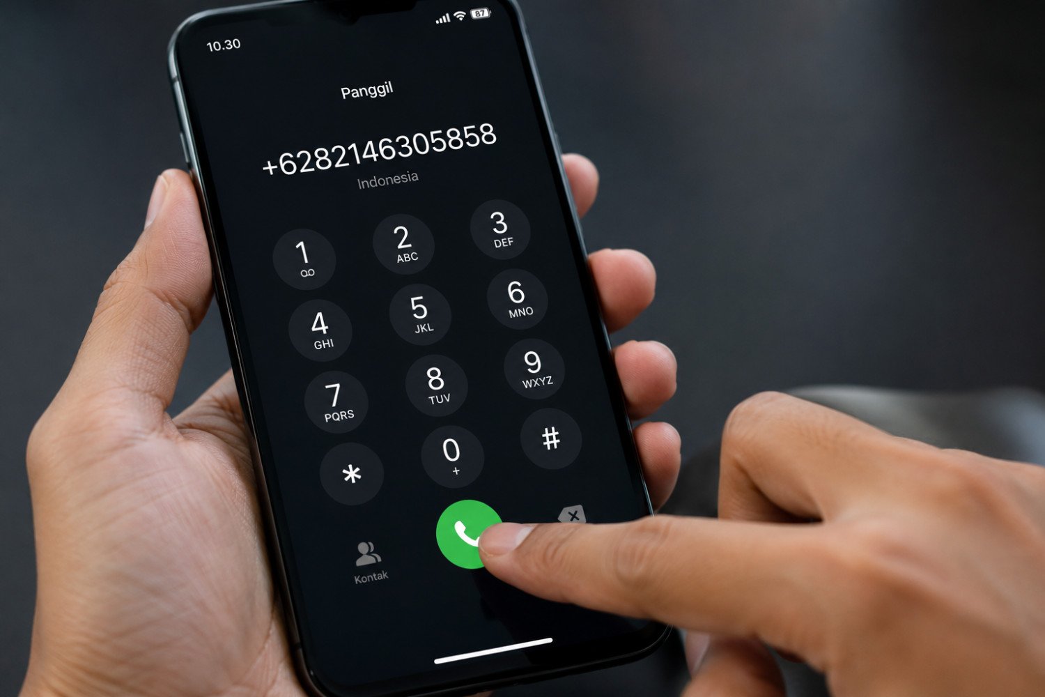 Dialing a call in Indonesia