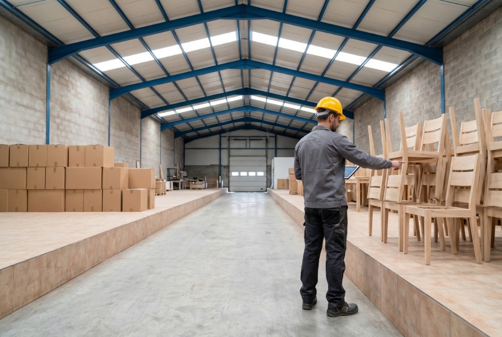 Furniture products under inspection before export shipment