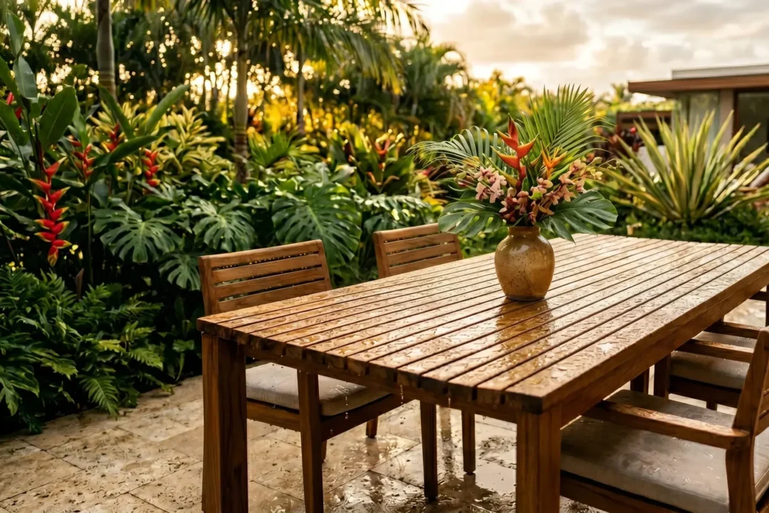 Outdoor Furniture Set with Slatted Design for better longevity