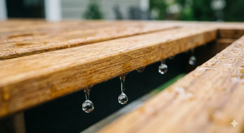 Slatted Design on Outdoor Furniture that Let Water Droplet Fall