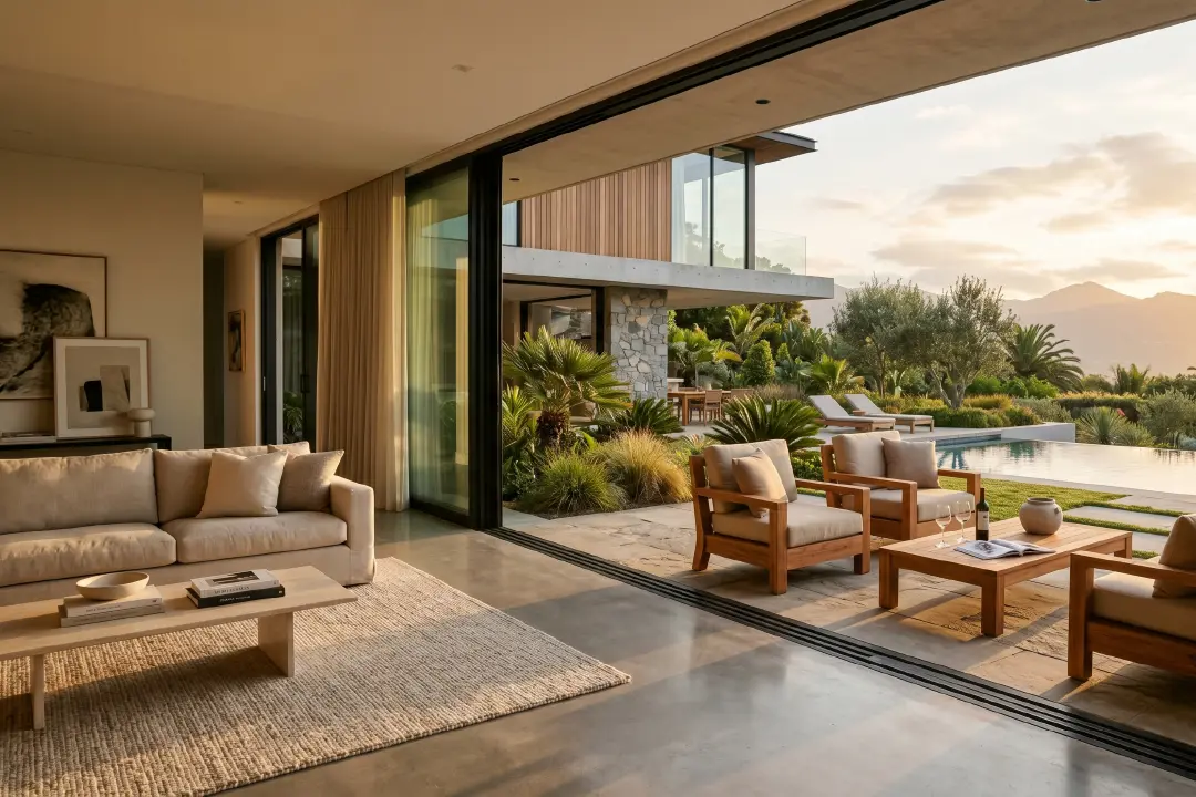 Indonesian outdoor furniture set in balcony setting