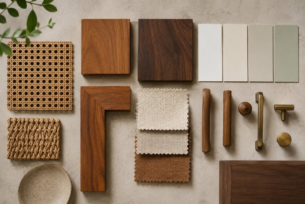 Material and finish customization samples for Indonesian bedroom furniture collections
