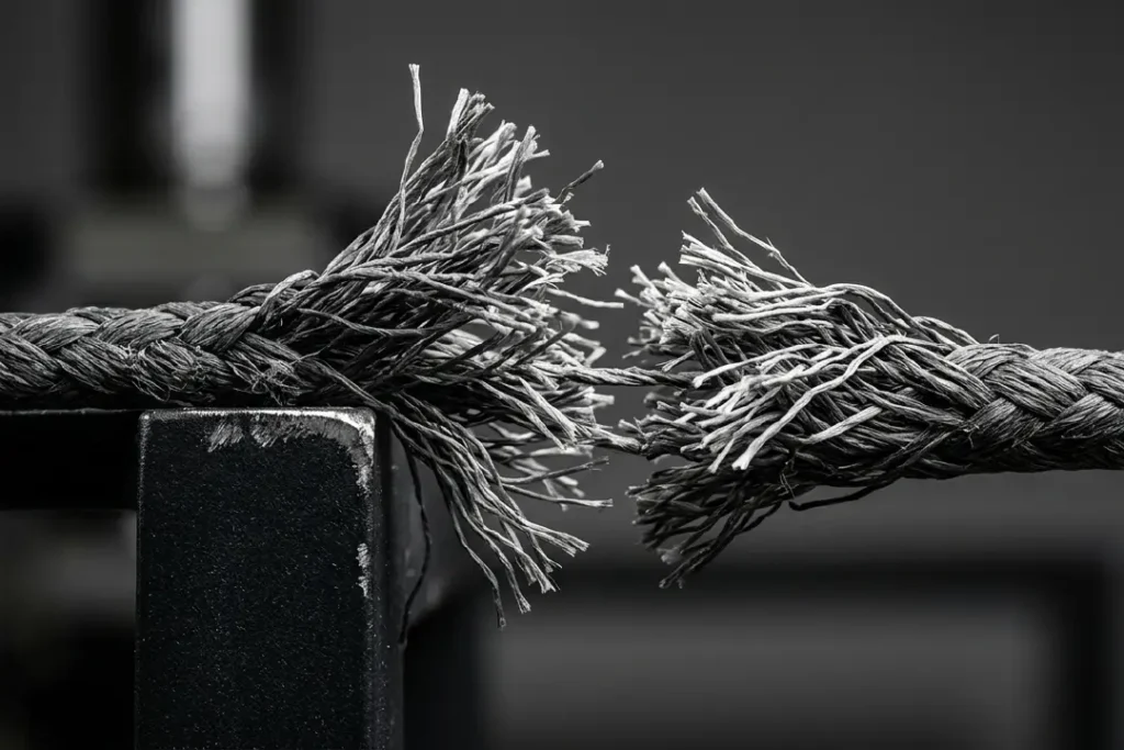 Furniture rope snapping under its tension cause of the tightness