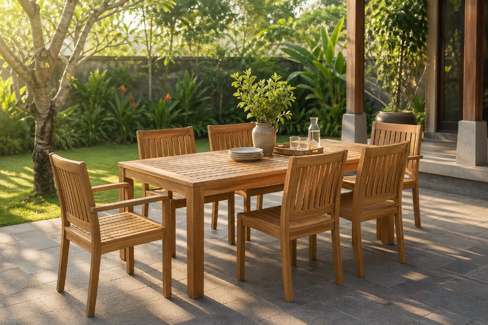 dining set of teak garden furniture