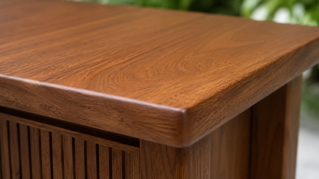 Teak grain after furniture finishing