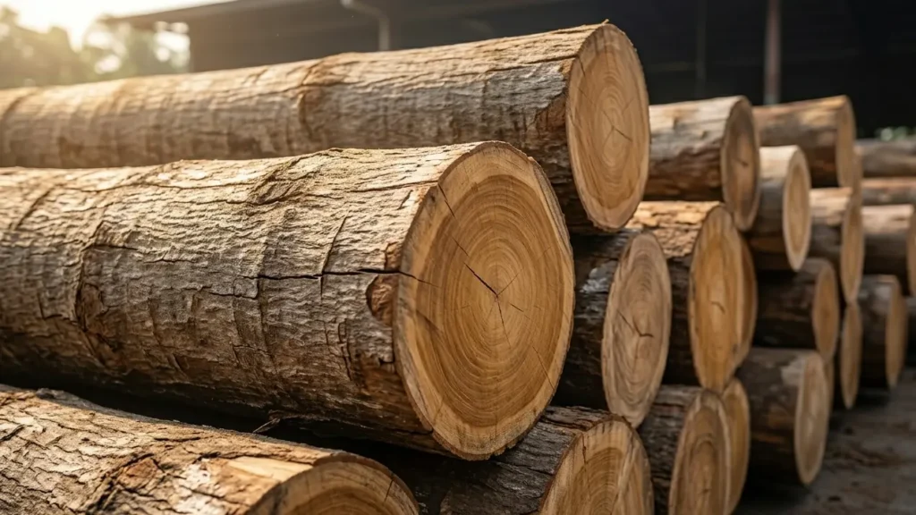 Several pieces of teak wood that are still intact.