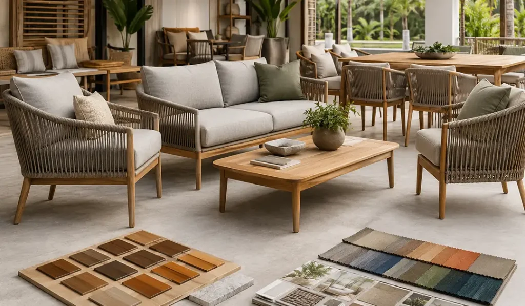 set indonesian outdoor furniture in the showroom set indonesian outdoor furniture in the showroom