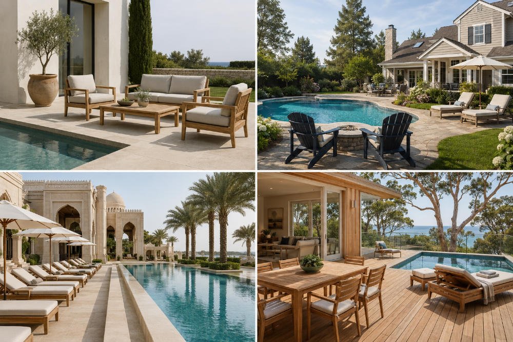 Poolside furniture market comparison across Europe, America, Middle East, and Australia