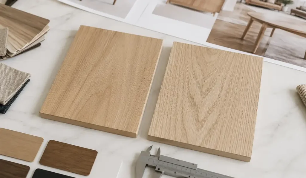 Swatch Wood and textile design sungkai wood furniture