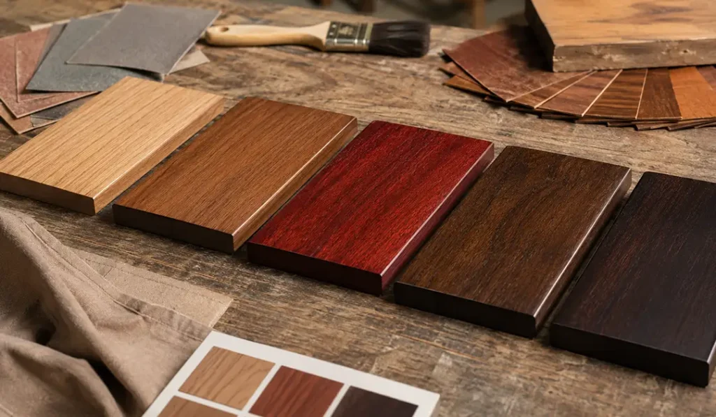 Mahogany wood finishing samples for indoor furniture production