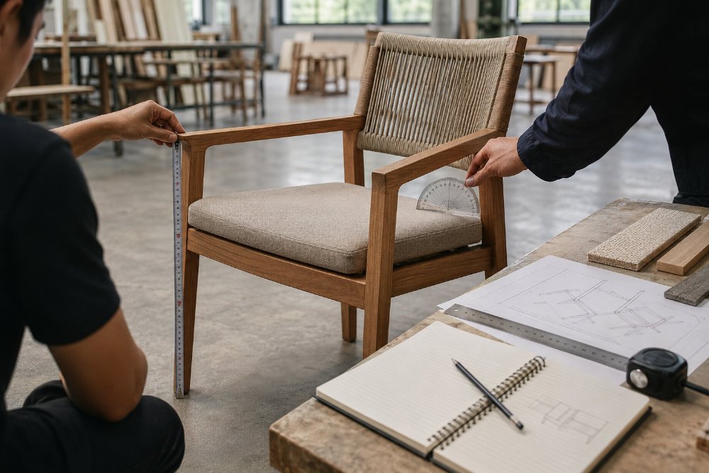 Outdoor dining chair sample review focusing on comfort, seat depth, and ergonomics
