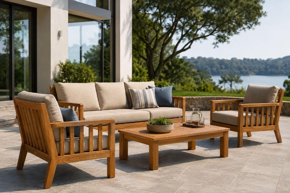 Elegant teak garden furniture with a durable and premium outdoor appearance