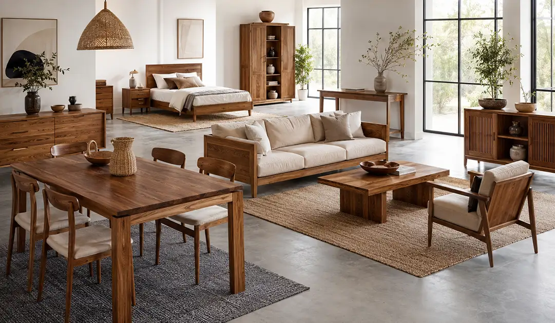 Indoor furniture collection displayed in a modern showroom for year-round retail sales