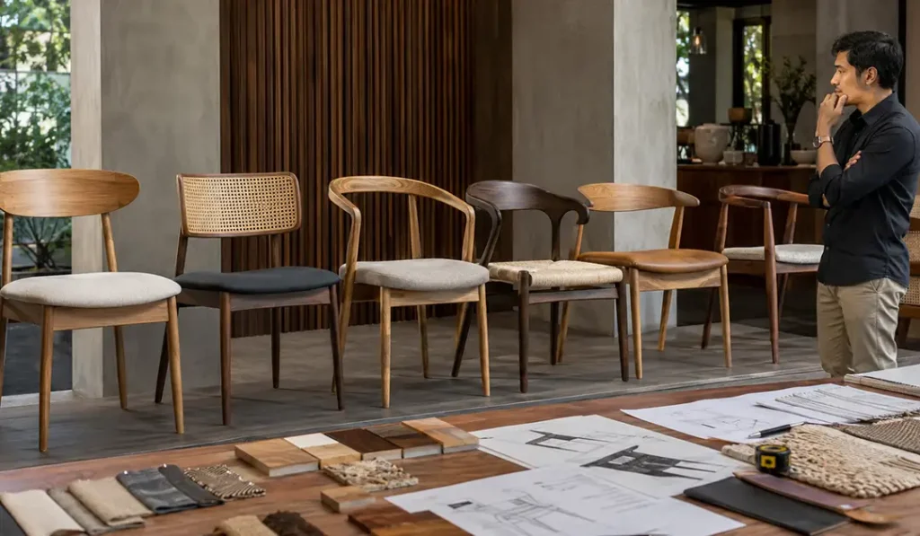 Indoor furniture retailer evaluating dining chair models for commercial fit and retail positioning.