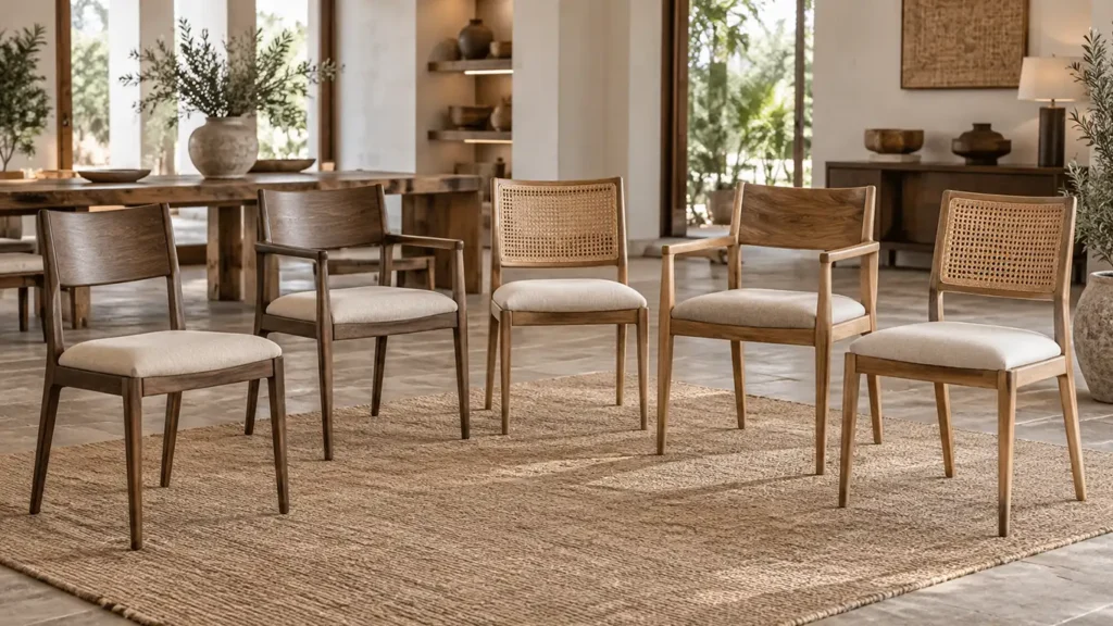 Custom Dining Chairs for a Scalable Private-Label Collection Custom dining chairs arranged as a scalable private-label dining chair collection with controlled design variations.