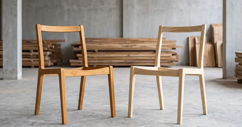 Teak and Sungkai dining chair materials compared for a custom dining chair project