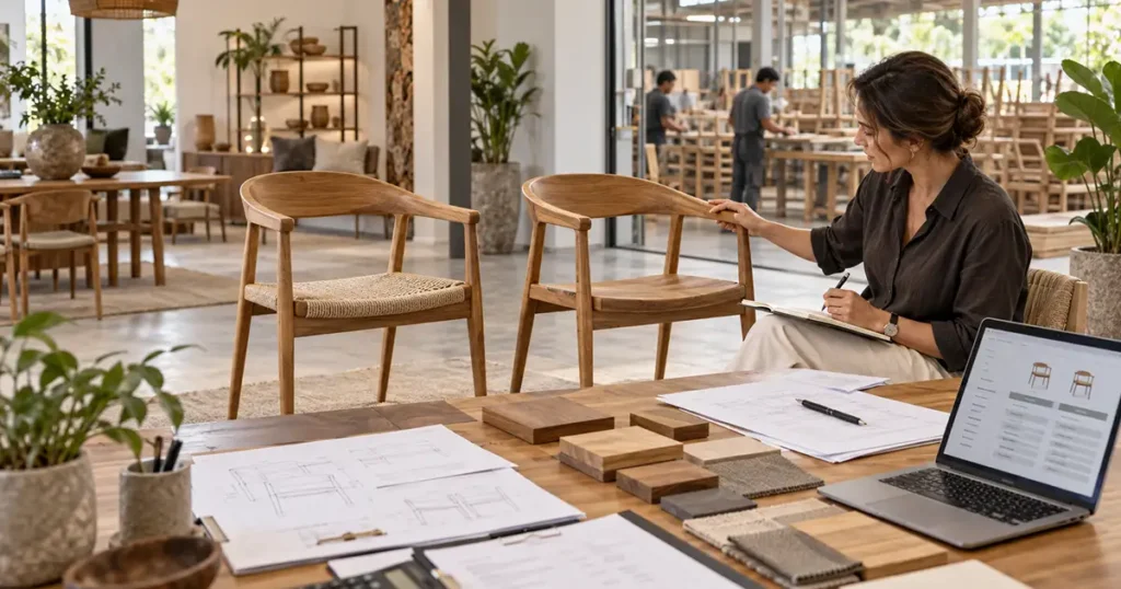 How to Compare Indonesian Furniture Manufacturers Beyond FOB Price Furniture sourcing comparison of Indonesian furniture manufacturers using product samples, quotations, and material specifications.