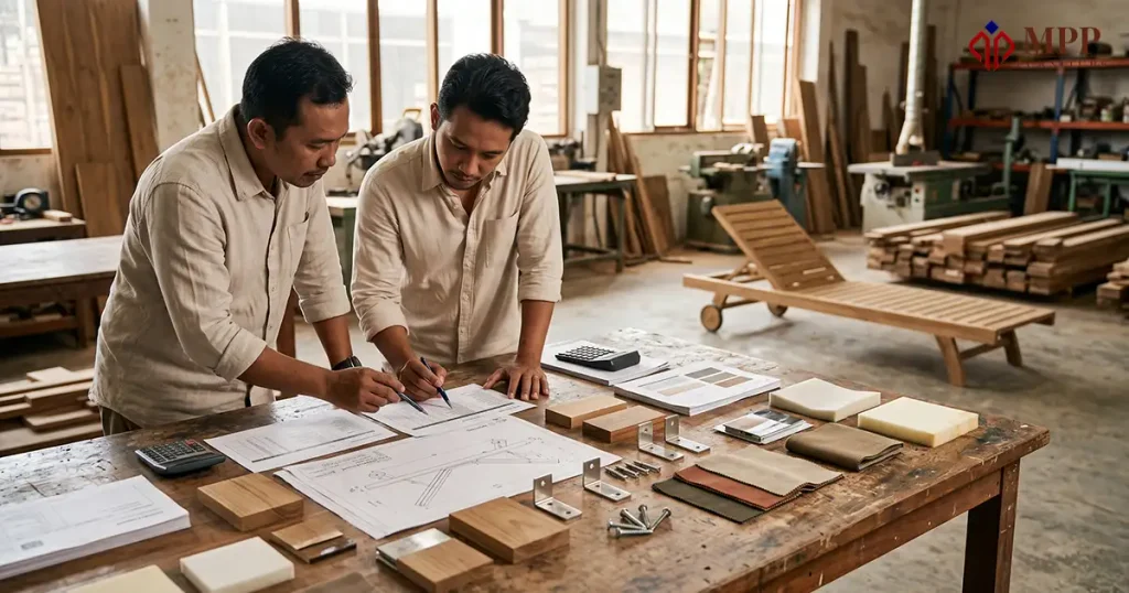Teak poolside furniture RFQ review comparing drawings, finish, hardware, cushion, quantity, and packing specifications